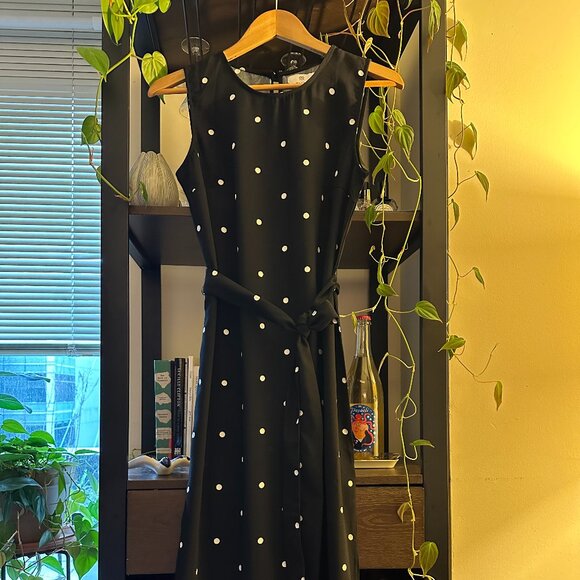 La Redoute Collections Recycled Sleeveless Midi Dress in Polka Dot Print - Picture 1 of 6